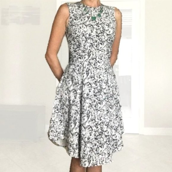 H&M Fit and Flair Black & White Dress - Size 8 - Picture 1 of 14